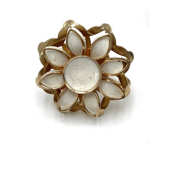 Coro Screw Backs Clips Clip Ons Earrings White Enamel Gold Tone Vintage - Picture 5 of 12